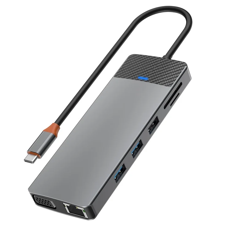 WIWU Hub Multifunzione 12-In-1 Type-C con USB+PD+USB-C+Slot Card Reader+LAN+VGA+Uscita Video HD
