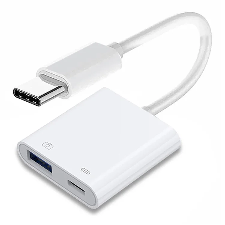 UC-155-TC002 Type-C a Type-A USB3.0 Hembra con Adaptador de Carga de Potencia PD Compatible con Macbook Laptop Tablet Teléfono