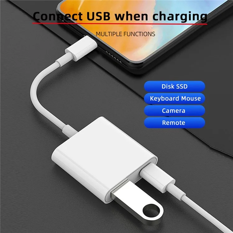 UC-155-TC002 Type-C a Type-A USB3.0 Hembra con Adaptador de Carga de Potencia PD Compatible con Macbook Laptop Tablet Teléfono