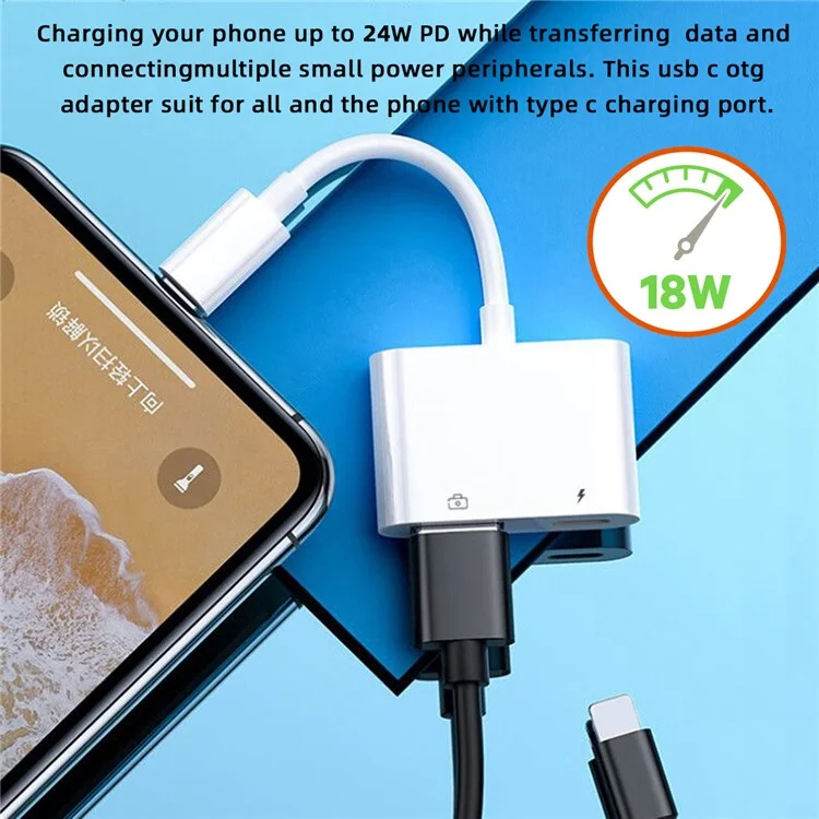 UC-155-TC002 Type-C a Type-A USB3.0 Hembra con Adaptador de Carga de Potencia PD Compatible con Macbook Laptop Tablet Teléfono