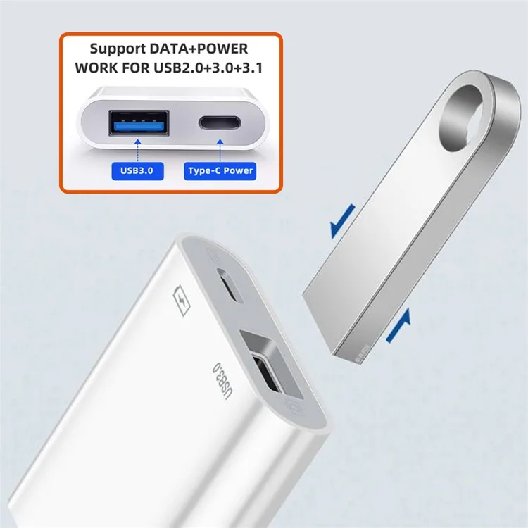 UC-155-TC002 Type-C a Type-A USB3.0 Hembra con Adaptador de Carga de Potencia PD Compatible con Macbook Laptop Tablet Teléfono