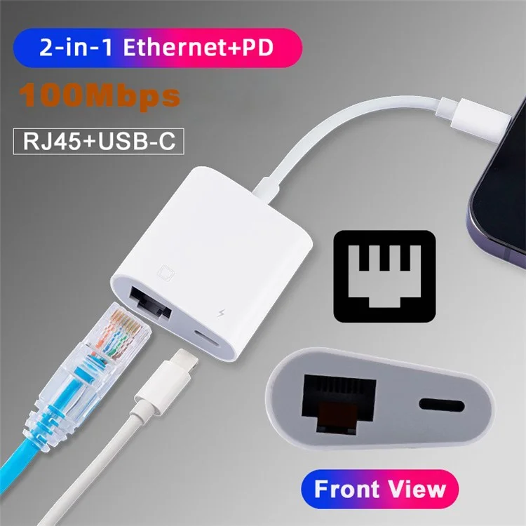 UC-155-TC006 Type C USB-C до 100 Мбит / с Сети RJ45 с Адаптером PD Power Power Для Ноутбука.