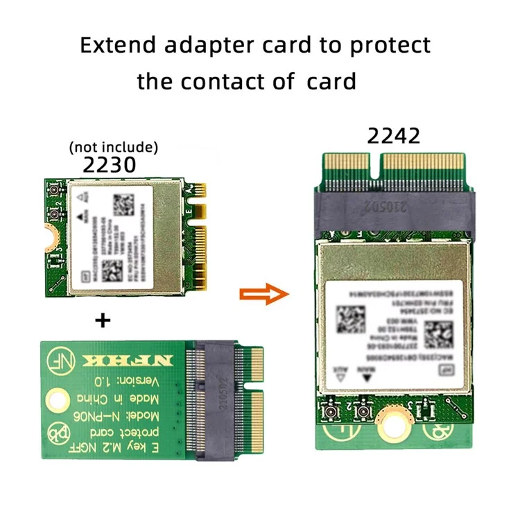 SA-068-EKEY NGFF E-Key A+E Key 22x30mm to 22x42mm Male to Female Extension Adapter for Wireless Card
