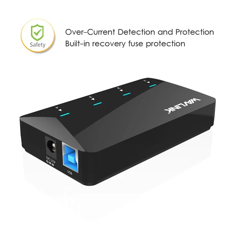 WAVLINK WL-UH3042P1 USB3.0 4-Port Hub 2.4A Fast Charging Adapter for Keyboard Mouse - EU Plug