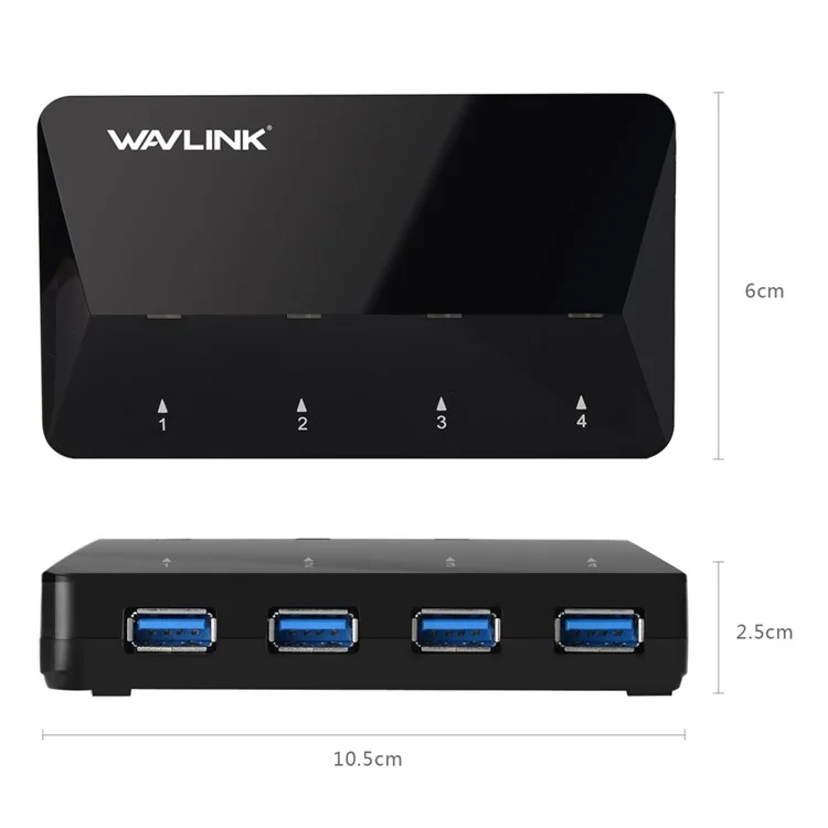 WAVLINK WL-UH3042P1 USB3.0 4-Port Hub 2.4A Fast Charging Adapter for Keyboard Mouse - EU Plug