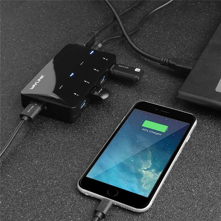 WAVLINK WL-UH3042P1 USB3.0 4-Port Hub 2.4A Fast Charging Adapter for Keyboard Mouse - EU Plug