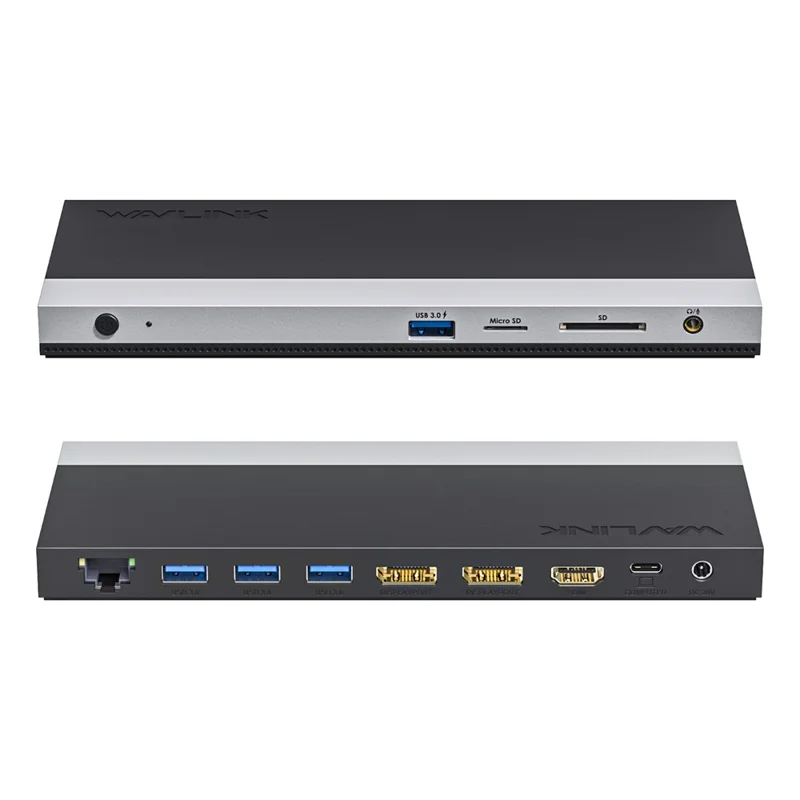 WAVLINK WL-UMD01 Docking Station Gigabit Ethernet / DP / HD Cable Converter USB3.0 Splitter Card Reader USB-C to DP / HD Adapter - AU Plug