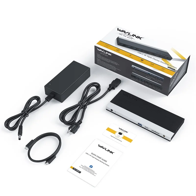 WAVLINK WL-UMD01 Docking Station Gigabit Ethernet / DP / HD Cable Converter USB3.0 Splitter Card Reader USB-C to DP / HD Adapter - AU Plug