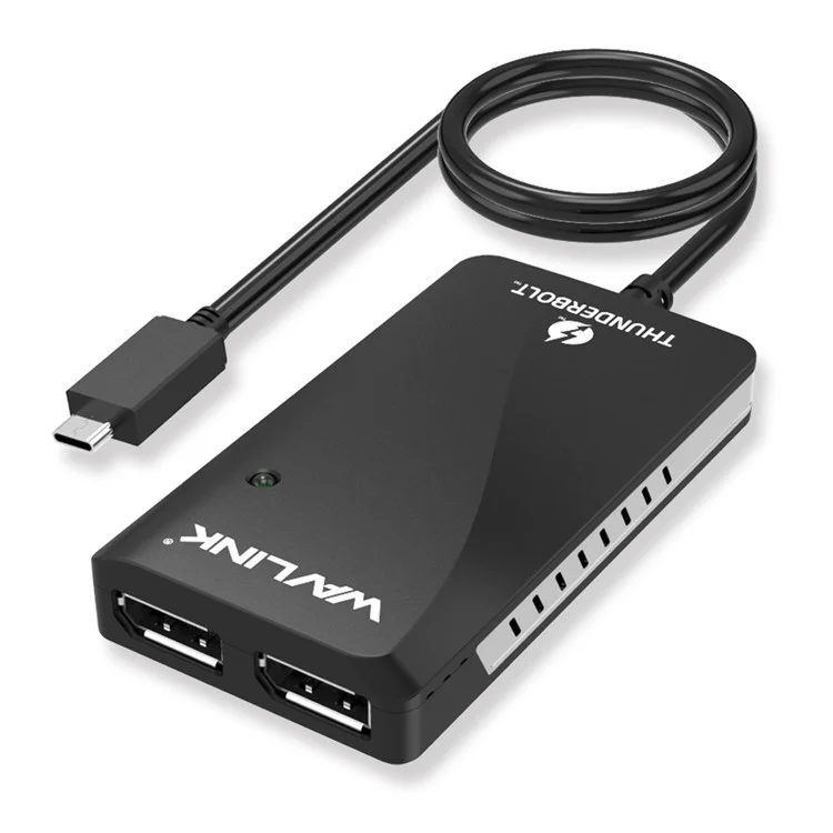 WAVLINK WL-UTA01D Thunderbolt 3 to Dual DisplayPort Adapter Type-C Thunderbolt 3 Splitter Converter
