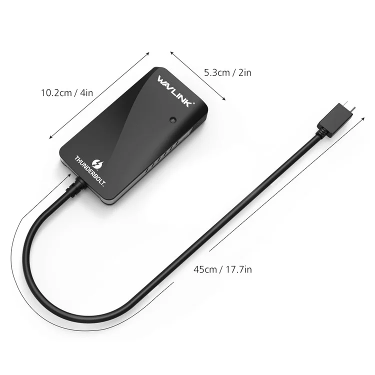 WAVLINK WL-UTA01D Thunderbolt 3 to Dual DisplayPort Adapter Type-C Thunderbolt 3 Splitter Converter