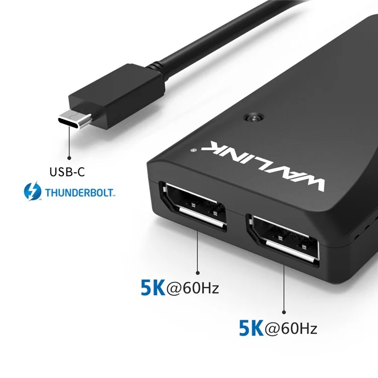 WAVLINK WL-UTA01D Thunderbolt 3 to Dual DisplayPort Adapter Type-C Thunderbolt 3 Splitter Converter