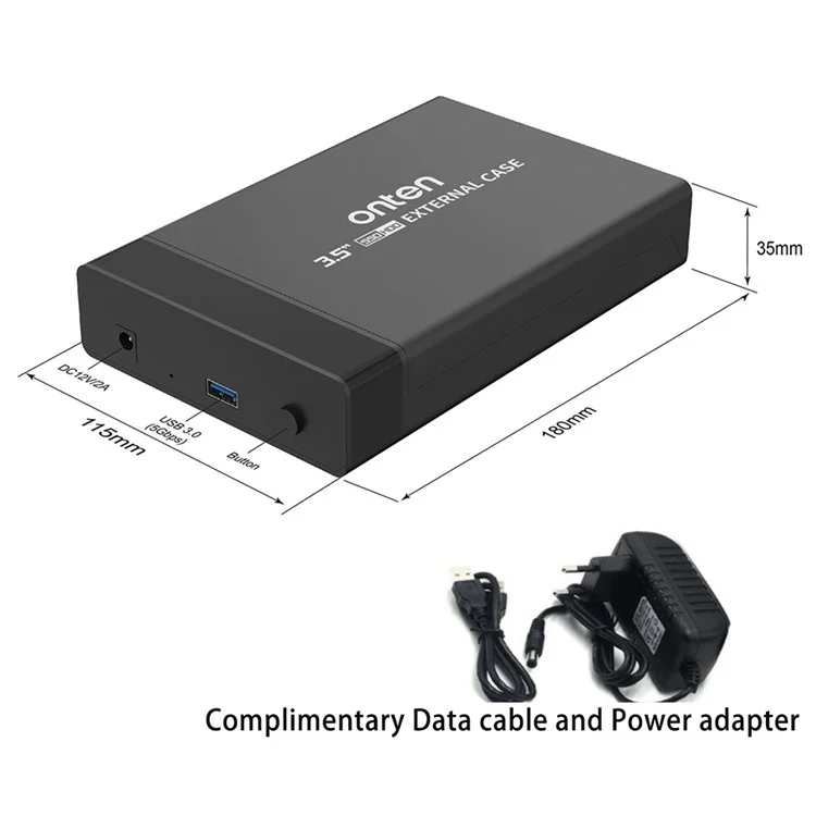 Onten UHD3 USB3.0 à 3,5 Pouces SATA Enclos de Dride Extérieurs 3,5 "cas de Disque Dur Externe - Plug