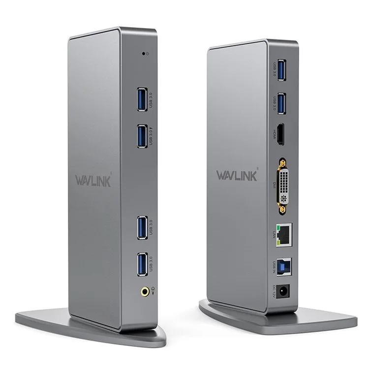 WAVLINK WL-UG39DK7 USB3.0 Multi-Screen Graphics Card Universal Docking Station USB3.0 to DVI / VGA / HD Hub Adapter - UK Plug