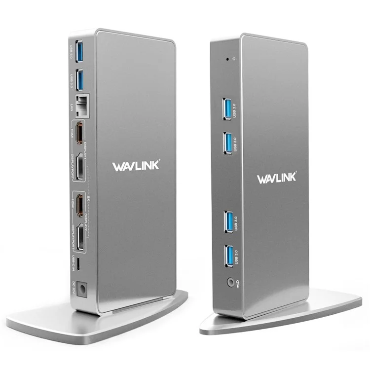 Wavlink WL-UG69DK7 Type-C Stazione di Docking Universale Desktop Laptop Adattatore in Lega di Alluminio Supporto 4K / 5K - Spina Degli Stati Uniti