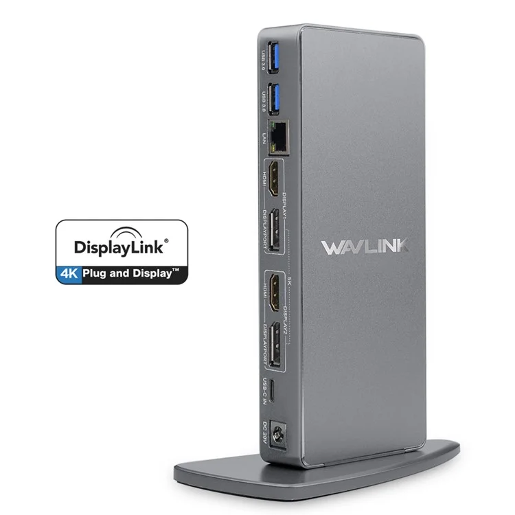 Wavlink Wl-ug69dk7 Typ-c Universal Docking Station Desktop Laptops Aluminiumlegierung Hub Adapter Unterstützung 4K / 5K - US -stecker