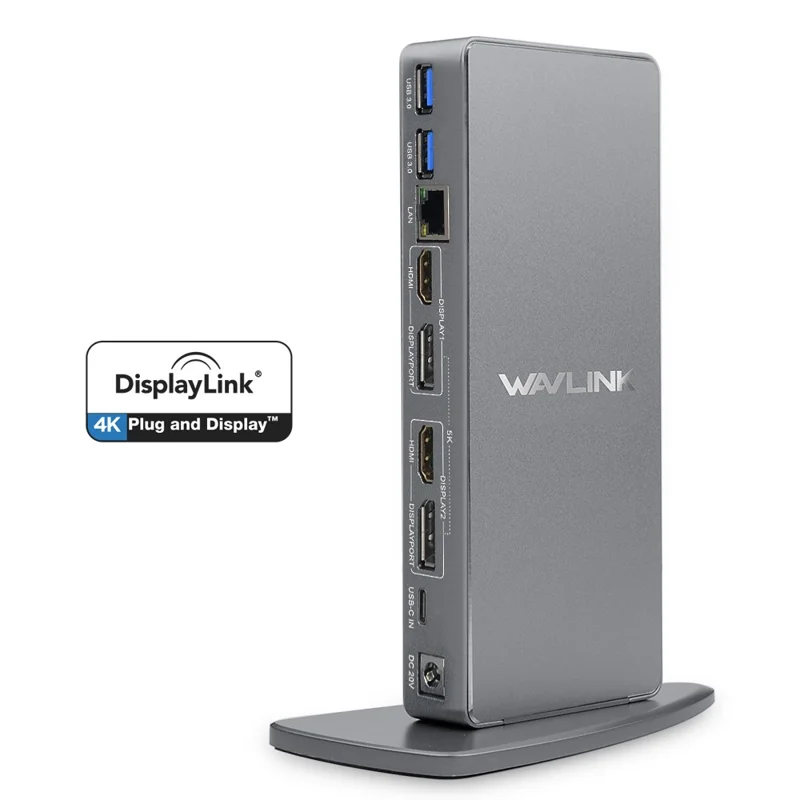 WAVLINK WL-UG69DK7 Type-C Universal Docking Station Desktop Laptops Aluminum Alloy Hub Adapter Support 4K / 5K - AU Plug