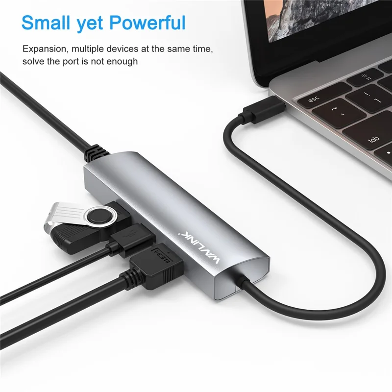 WAVLINK WL-UHP3408 Dock Station 4-in-1 Type-C a HD+2xUSB3.0+Gigabit RJ45