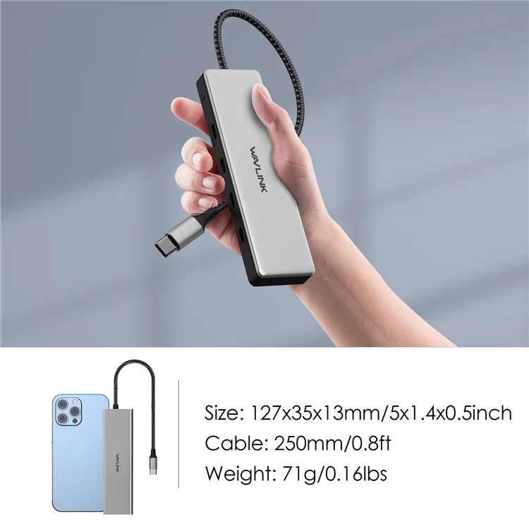 WAVLINK WL-UHP3411 Adattatore 4-in-1 Type-C a 4 porte USB-C 3.2 Gen2 10G Data Transfer Hub