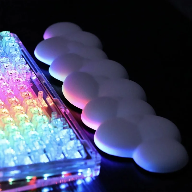 PIWIJOY Marshmallow Wrist Rest Cushion Pad Ergonomic Keyboard Wrist Support with Memory Foam - White+Blue