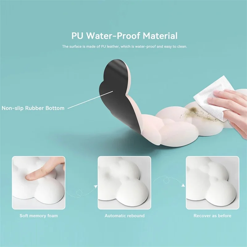 PIWIJOY Marshmallow Wrist Rest Cushion Pad Ergonomic Keyboard Wrist Support with Memory Foam - White+Blue