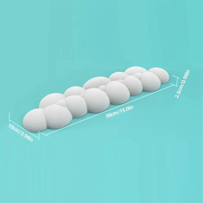 PIWIJOY Marshmallow Wrist Rest Cushion Pad Ergonomic Keyboard Wrist Support with Memory Foam - White+Blue