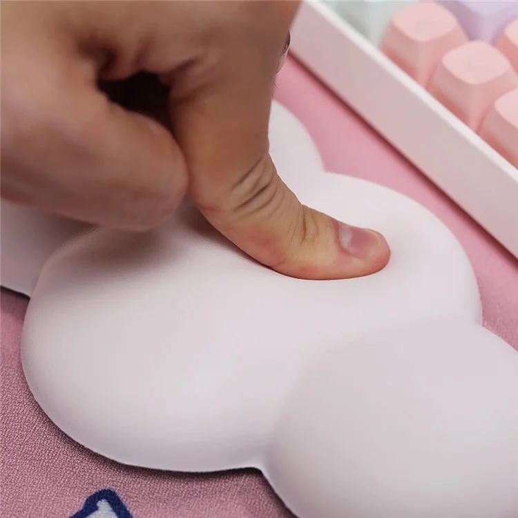 PIWIJOY Marshmallow Wrist Rest Cushion Pad Ergonomic Keyboard Wrist Support with Memory Foam - Pink+White