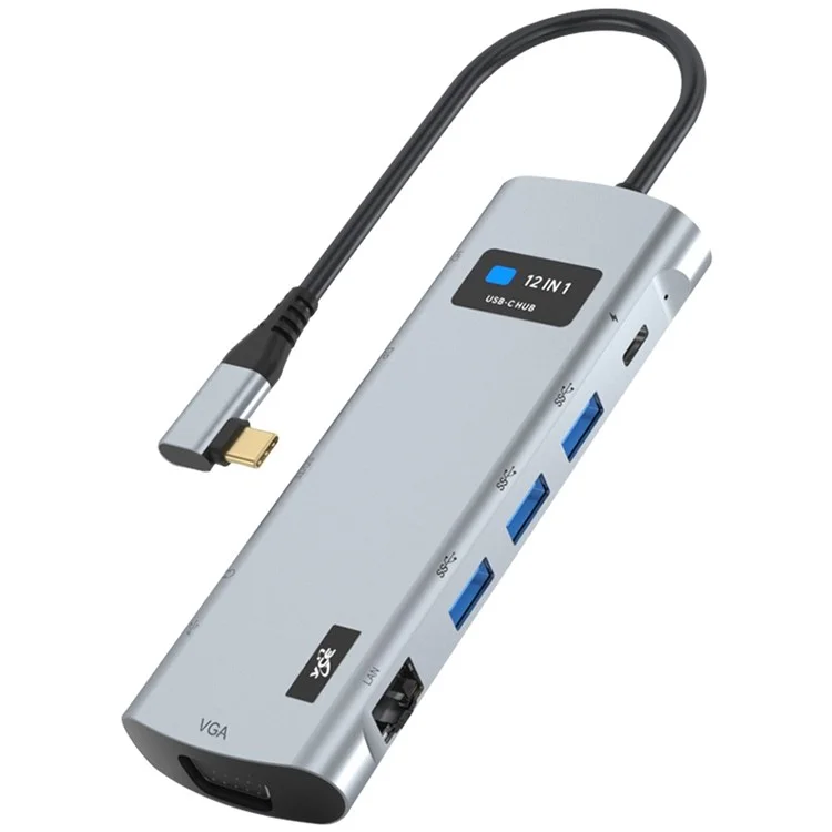 Hub 12 en 1 Z261 USB3.1 a PD+USB3.0x3+Type-C+SD / TF+RJ45+3.5mm+DP+HD+VGA