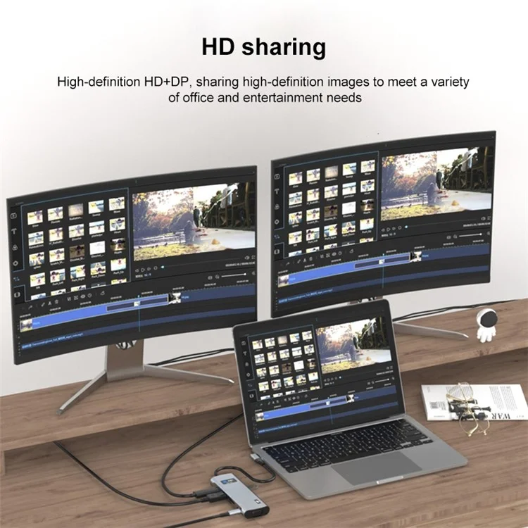 Hub 12 en 1 Z261 USB3.1 a PD+USB3.0x3+Type-C+SD / TF+RJ45+3.5mm+DP+HD+VGA