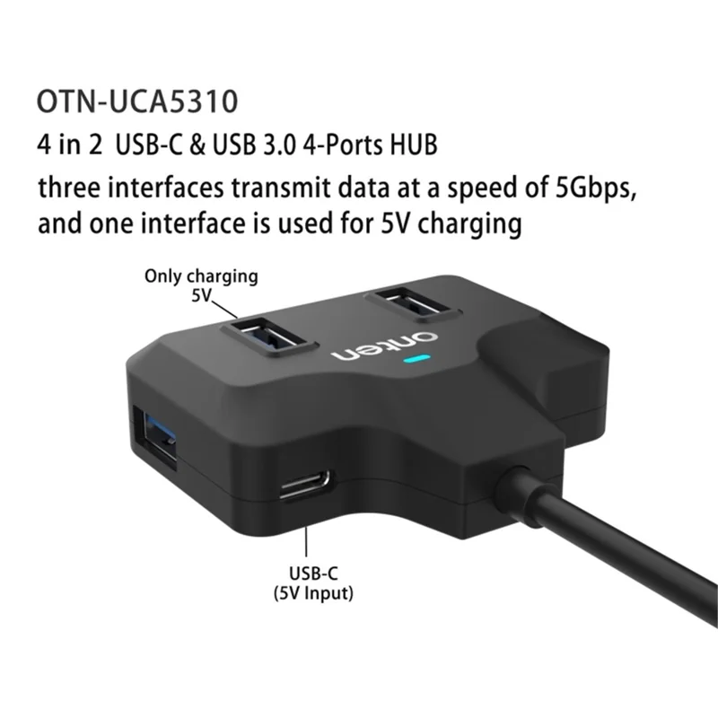 ONTEN OTN-UCA2310 USB3.0+USB2.0 4-portowy koncentrator typu Type-C z kablem 0,5 m