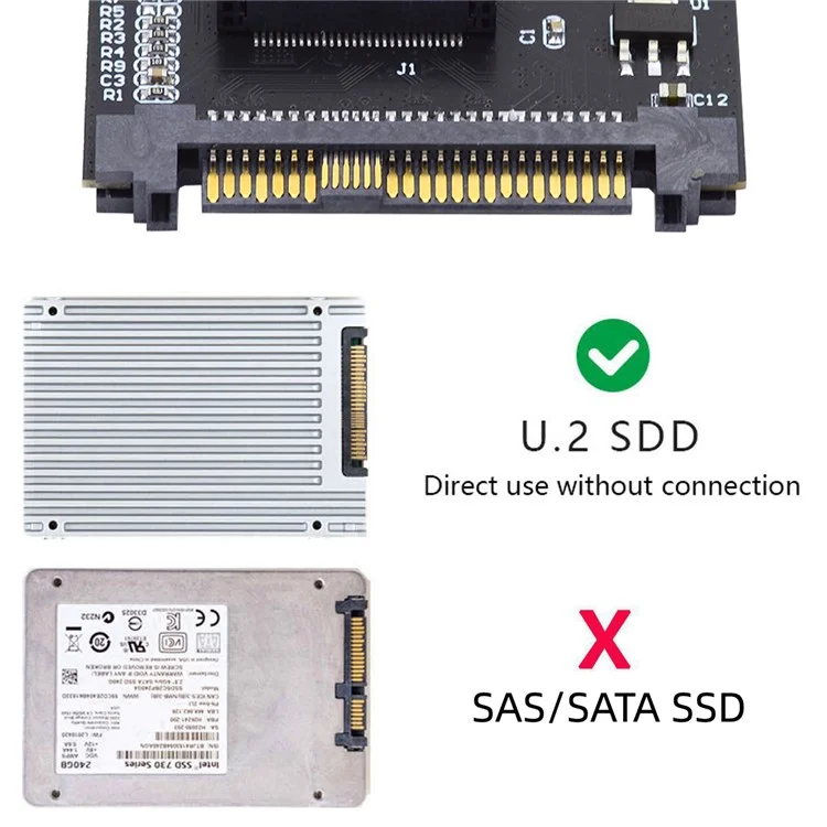 Interface SF-072-2C EDSFF-2C E1L 14 + 28p SSD à U.2 SFF-8639 Adaptateur