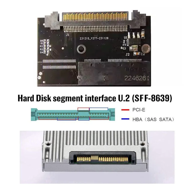 SF-072-2C EDSFF-2C Интерфейс E1L 14+28P SSD до U.2 SFF-8639 Адаптер