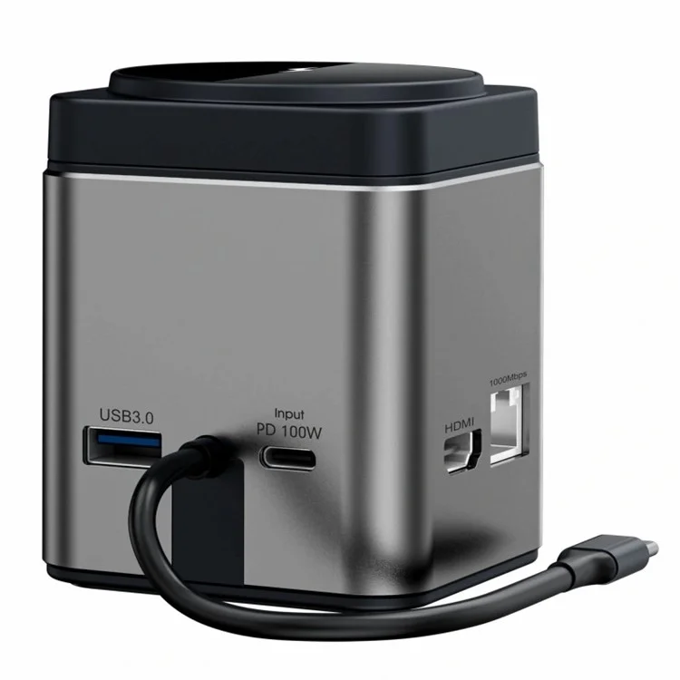 Wiwu Wi-w0259 9-1 em 1 Adaptador de Cubo de Docking Multi-portão Com Carregador Sem Fio 15w, HD, PD 100W