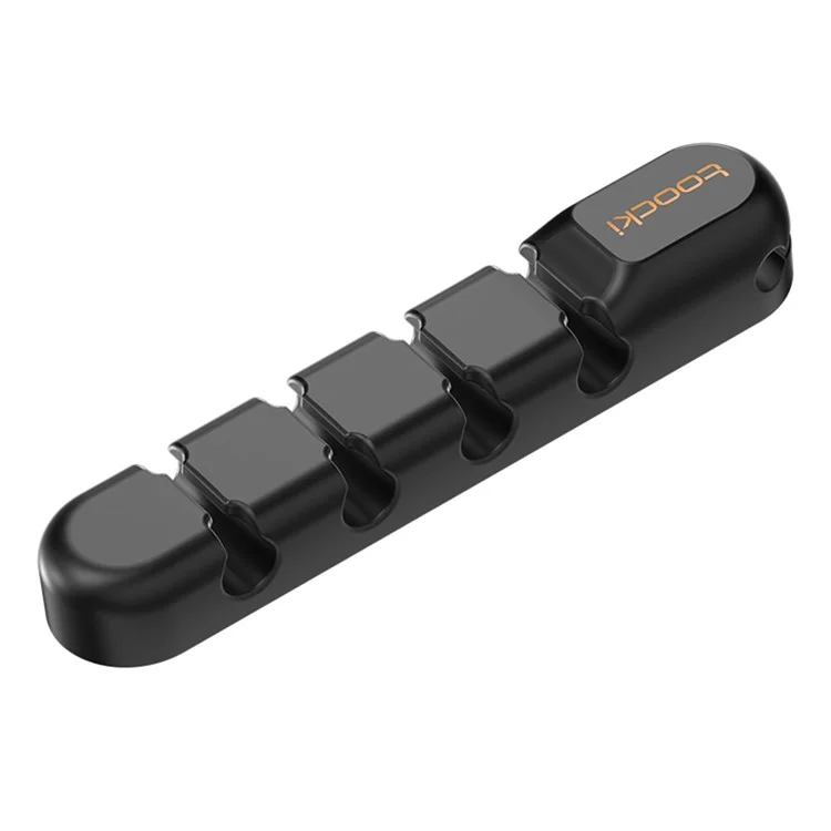 TOOCKI 5-Slot Self-Adhesive Silicone Cord Organizer Charger Cable Fixing Holder - Noir