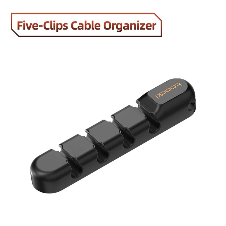 TOOCKI 5-Slot Self-Adhesive Silicone Cord Organizer Charger Cable Fixing Holder - Noir