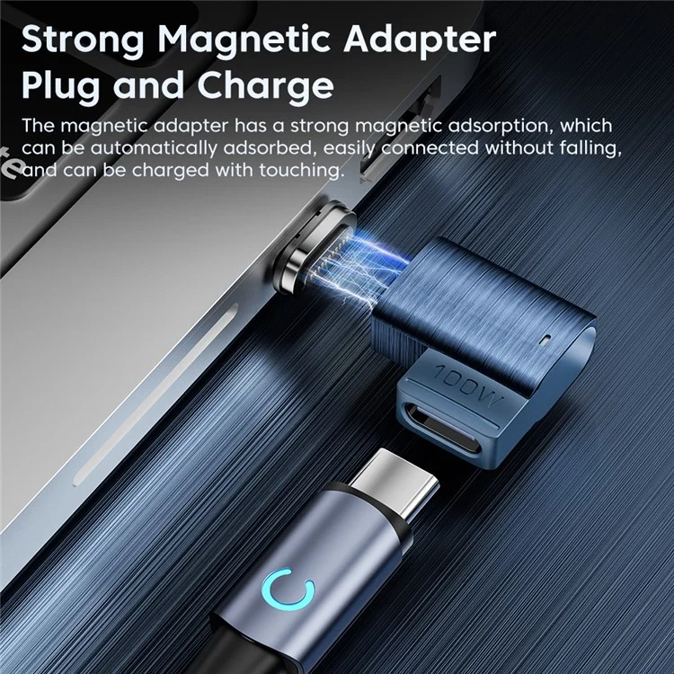 TOOCKI TQ-OTG03 100W Magnetischer Typ-C-Stecker zu Buchsenadapter - Gewinkelt
