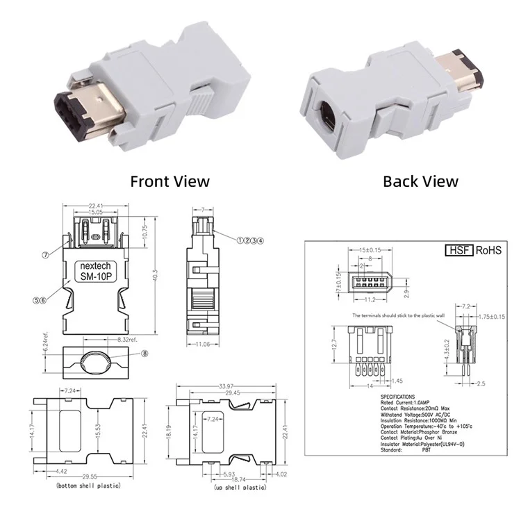 CN-010-MA SM-6P I / O Conector IEEE 1394 6pin CN3 Enchufe 55100-0670 Male JZSP-CMP9-1-E Compatible Con Yaskawa Panasonic Servo 54280-0609