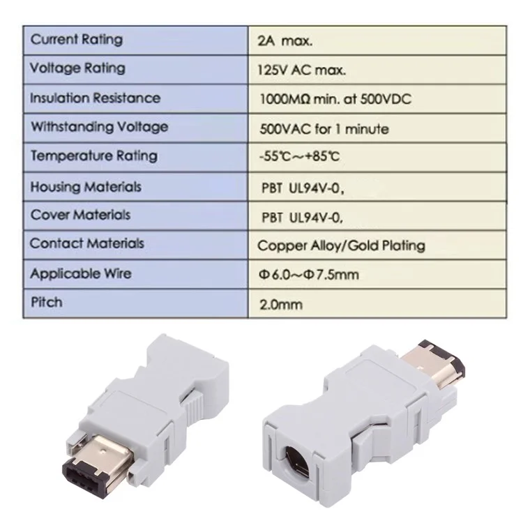 CN-010-MA SM-6P i. / O Разъем IEEE 1394 6pin CN3 Plug 55100-0670 Male Jzsp-cmp9-1-e, Совместим с Yaskawa Panasonic Servo 54280-0609