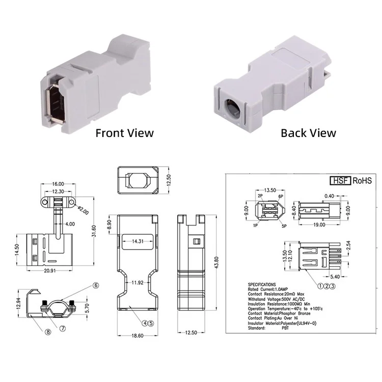 CN-010-FE SM-6E I / O Conector IEEE 1394 6Clavijas CN3 Hembra JZSP-CMP9-1-E Compatible con Yaskawa Panasonic Servo 54280-0609