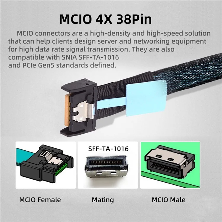 SF-015 PCI-E 5.0 4.0 M.2 M-key to MCIO Mini Cool Edge IO Female Host Adapter for PCIe Nvme SSD 2280