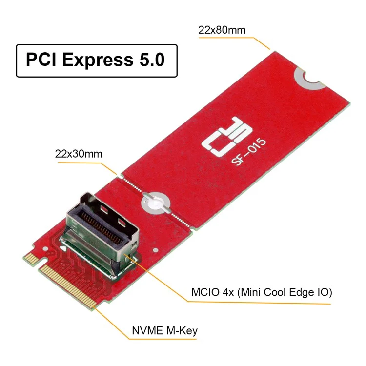 SF-015 PCI-E 5.0 4,0 M.2 M-key an MCIO Mini Cool Edge IO Femal Female Hosts-adapter Für Pcie Nvme SSD 2280