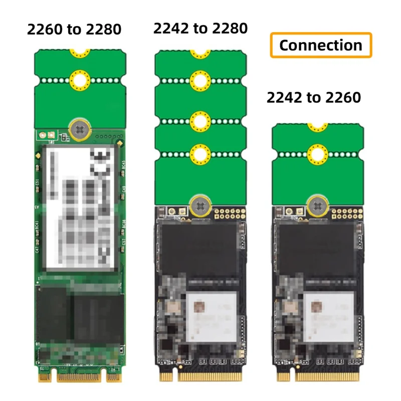 EP-031 2pcs / Establecer M2 NGFF NVME M.2 Transferencia de Adaptador Extendida 2230 2242 2260 2280 Cambio a SSD de Tamaño Largo