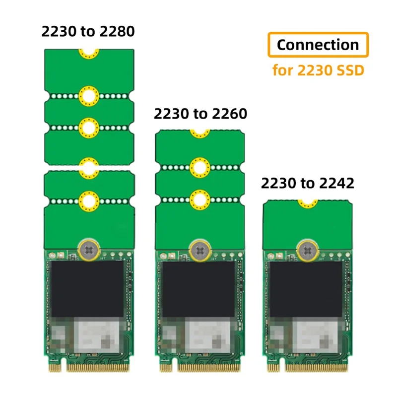 EP-031 2pcs / Establecer M2 NGFF NVME M.2 Transferencia de Adaptador Extendida 2230 2242 2260 2280 Cambio a SSD de Tamaño Largo