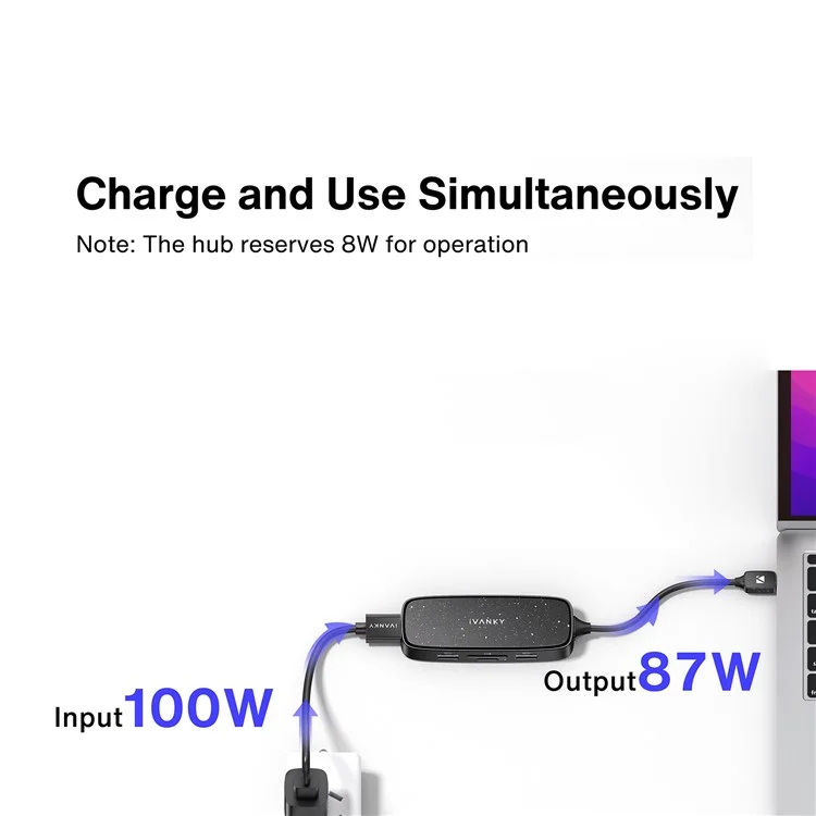 Adaptador IVANKY VCA03 Type-C Hub para PD+3xUSB 3.0+Saída HD 4K+2 Slots para Cartão de Leitura