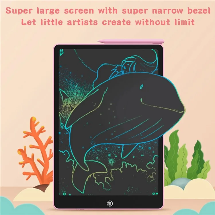 JX-16 16-Inch Colorful LCD Writing Tablet Doodle Board Office Memo Board with One-Click Erase - Black