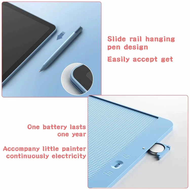 JX-16 16-Inch Colorful LCD Writing Tablet Doodle Board Office Memo Board with One-Click Erase - Baby Blue