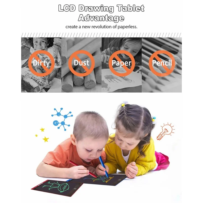 JX-12 12-Inch LCD Writing Tablet Colorful Line Doodle Board Eye Protection Kids Toy - Baby Blue