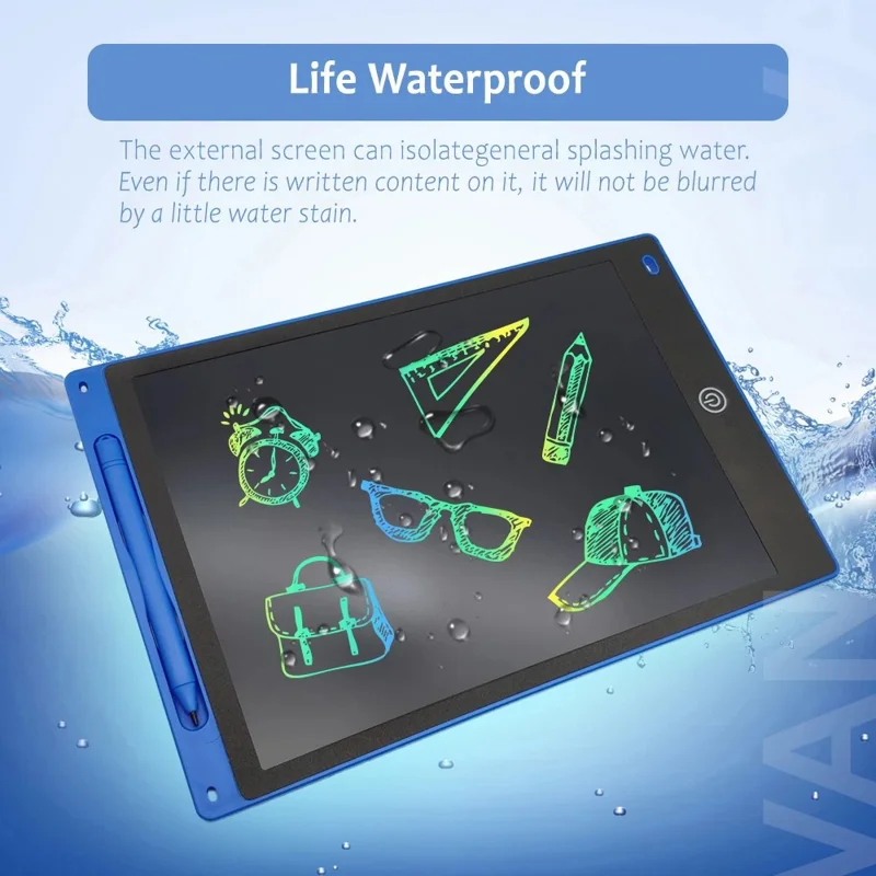 JX-12 12-Inch LCD Writing Tablet Colorful Line Doodle Board Eye Protection Kids Toy - Baby Blue