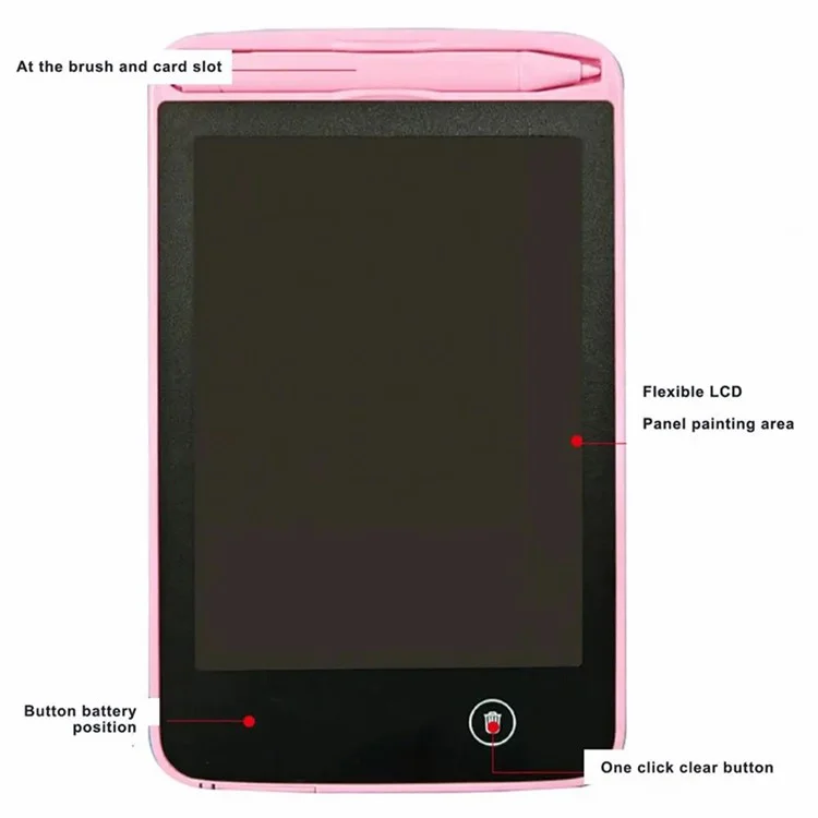 JX-6.5 Eye Care 6.5-Inch LCD Colorful Line Writing Tablet Toddler Toy Doodle Board - Pink