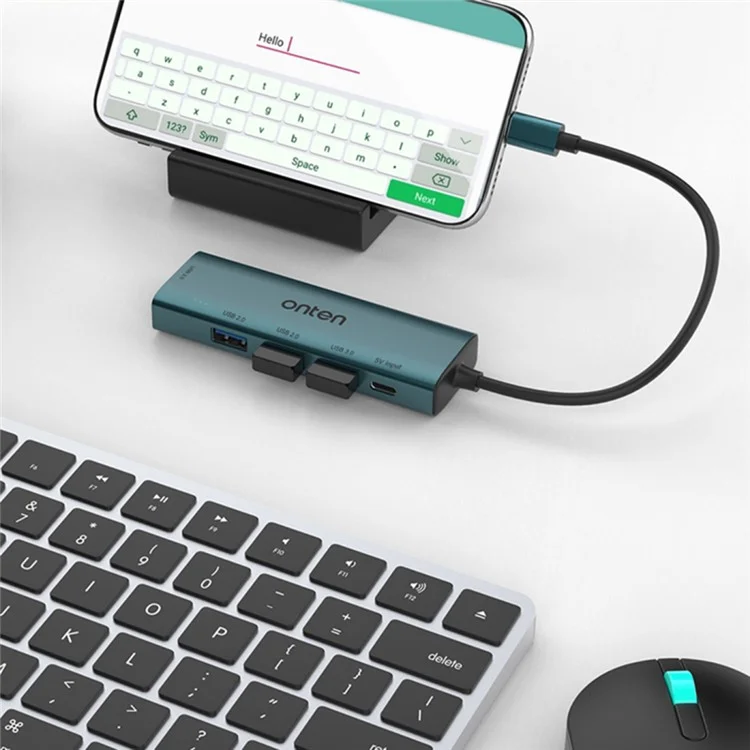 ONTEN UC119 5-en-1 USB-C vers USB3.0 + 3xUSB2.0 + Adaptateur d'entrée USB-C Concentrateur USB