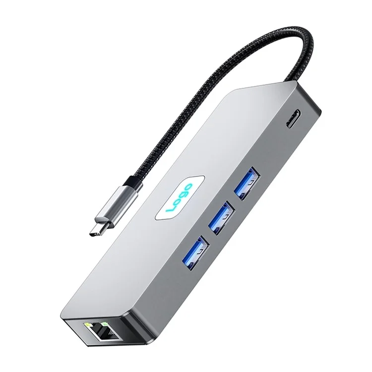 BYL-2401 8-en-1 USB-C a DisplayPort HD 4K Estación de acoplamiento Adaptador PD 100W Conector Ethernet